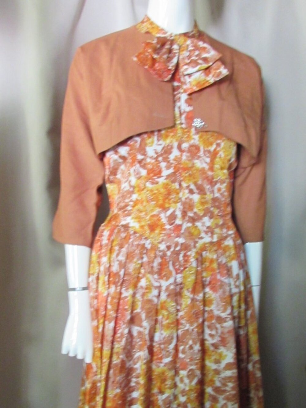 Vintage Dress Bolero Cinnamon & Mustard Print